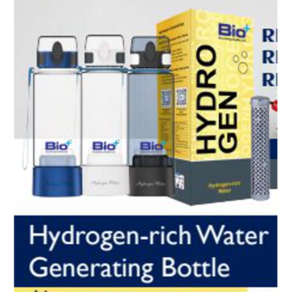 Bio+ hydrogen-rich water generating bottle in Blue, White and Black